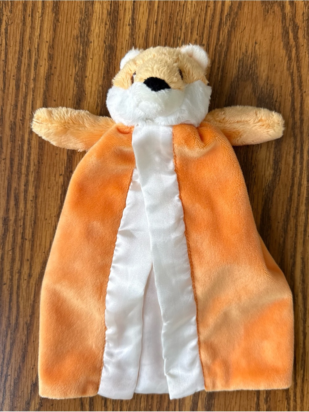 Vermont Teddy Bear Fox Buddy Blanket Lovey Security Blanket Orange Satin